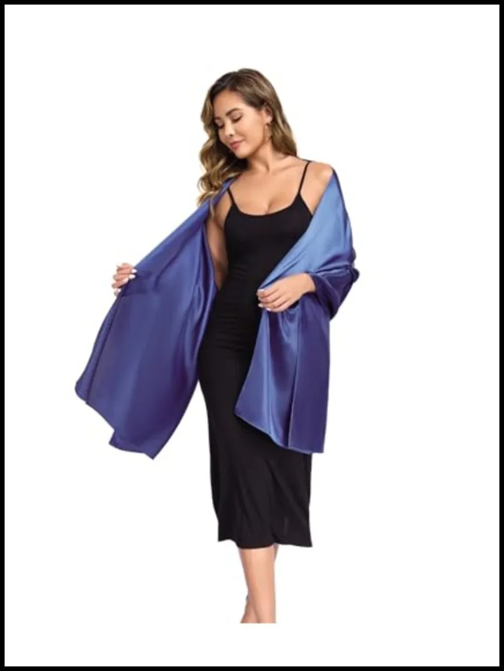 Silky Satin Shawl Wrap for Women Wedding Guest Lightweight Evening Scarf